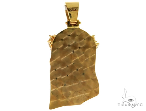 14K Yellow Gold Prong Diamond Jesus Pendant 57217 - Image 6