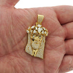 14K Yellow Gold Prong Diamond Jesus Pendant 57217 - Image 7