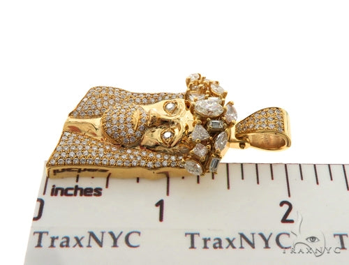 14K Yellow Gold Prong Diamond Jesus Pendant 57217 - Image 9