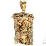 14K Yellow Gold Prong Diamond Jesus Piece 63093 - Image 1