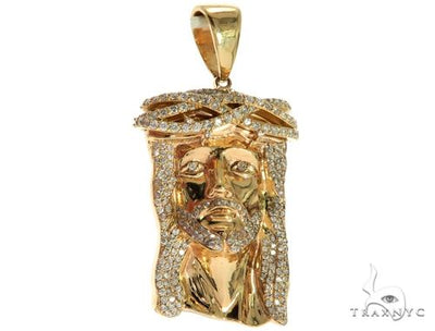 14K Yellow Gold Prong Diamond Jesus Piece 63093 - Image 1