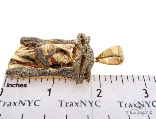 14K Yellow Gold Prong Diamond Jesus Piece 63093 - Image 7