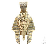 14K Gold Prong Diamond Small Pharaoh King Tut Charm Pendant 63729 - Image 1