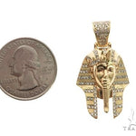 14K Gold Prong Diamond Small Pharaoh King Tut Charm Pendant 63729 - Image 6