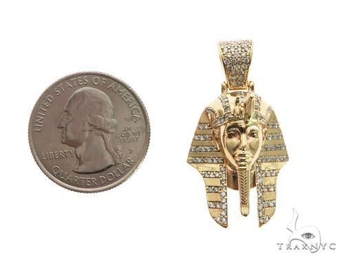 14K Gold Prong Diamond Small Pharaoh King Tut Charm Pendant 63729 - Image 6