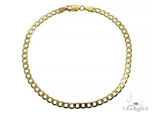 14K Yellow Gold Solid Curb Link Bracelet 7.5 Inches 2mm 70124 - Image 1