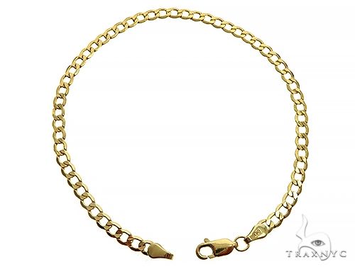 14K Yellow Gold Solid Curb Link Bracelet 7.5 Inches 2mm 70124 - Image 2