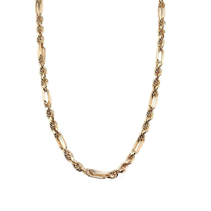 14K Yellow Gold Solid Figarope Link Chain 22 Inches 3mm 70584 - Image 1