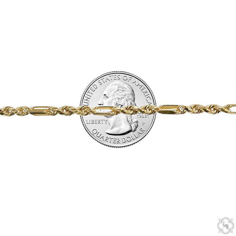 14K Yellow Gold Solid Figarope Link Chain 22 Inches 3mm 70584 - Image 3