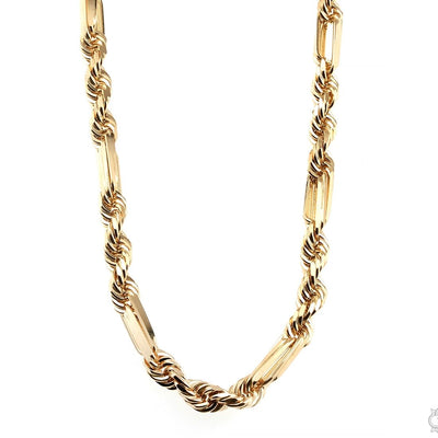 14K Yellow Gold Solid Figarope Link Chain 22 Inches 5.5mm 70585 - Image 1
