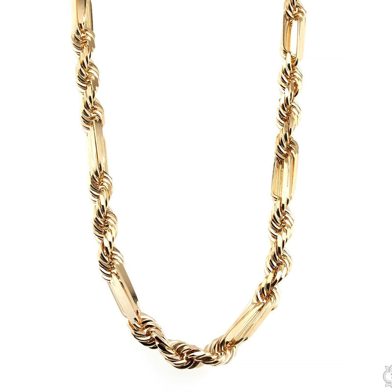 14K Yellow Gold Solid Figarope Link Chain 22 Inches 5.5mm 70585 - Image 1