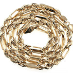 14K Yellow Gold Solid Figarope Link Chain 22 Inches 5.5mm 70585 - Image 4