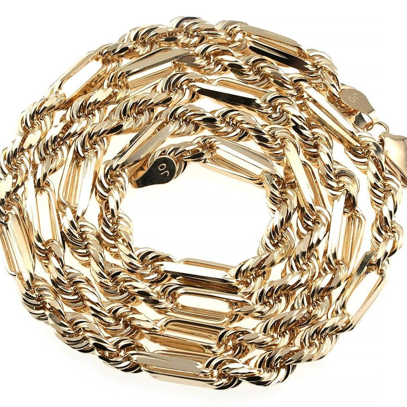 14K Yellow Gold Solid Figarope Link Chain 22 Inches 5.5mm 70585 - Image 4