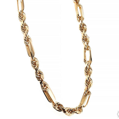 14K Yellow Gold Solid Figarope Link Chain 24 Inches 5.5mm 70586 - Image 1