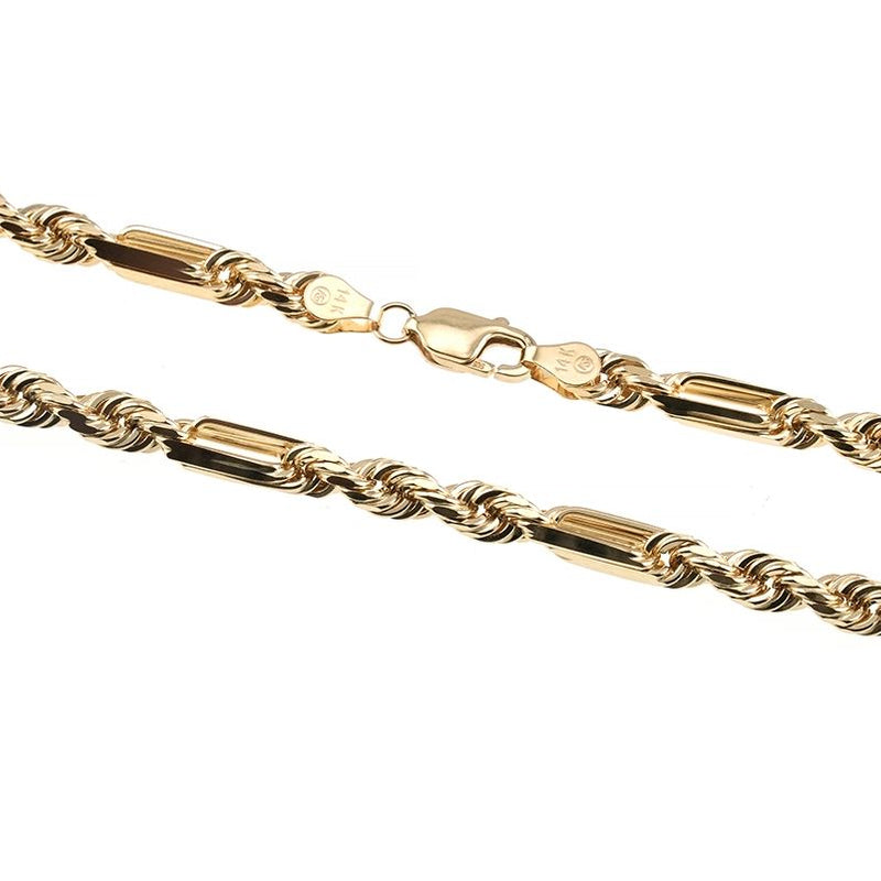 14K Yellow Gold Solid Figarope Link Chain 24 Inches 5.5mm 70586 - Image 2