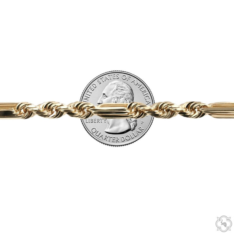 14K Yellow Gold Solid Figarope Link Chain 24 Inches 5.5mm 70586 - Image 3