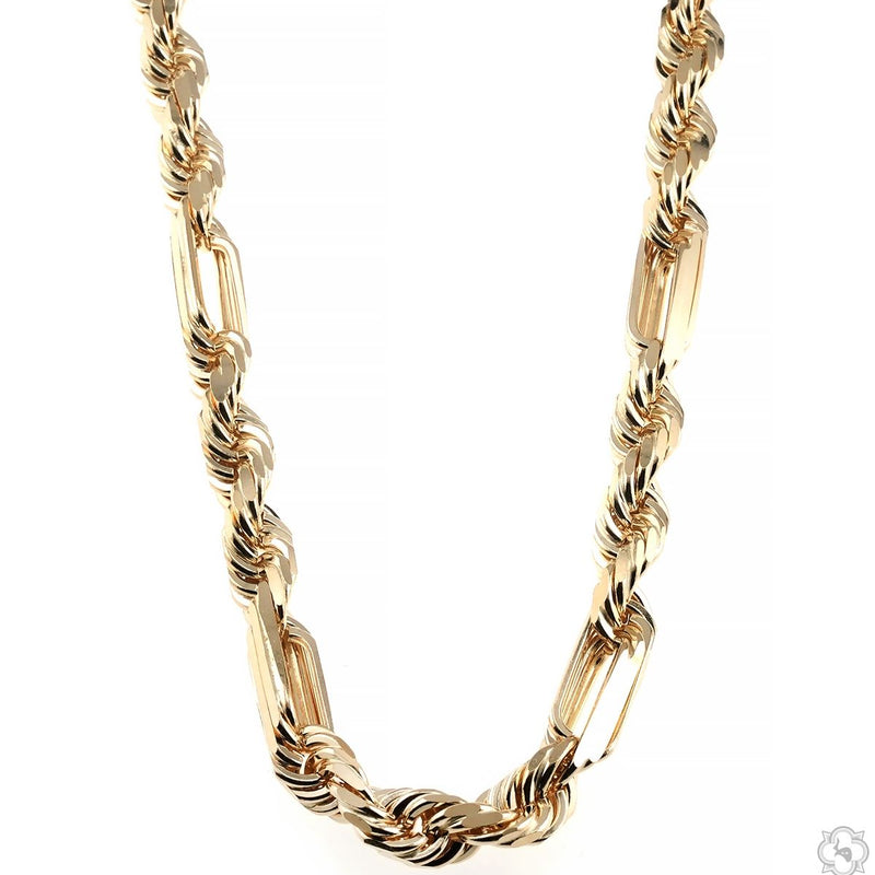 14K Yellow Gold Solid Figarope Link Chain 24 Inches 8mm 70587 - Image 1