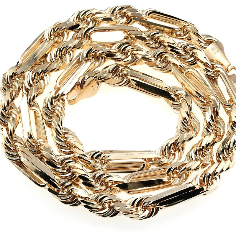 14K Yellow Gold Solid Figarope Link Chain 24 Inches 8mm 70587 - Image 3