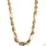 14K Yellow Gold Solid Figarope Link Chain 26 Inches 8mm 70583 - Image 1