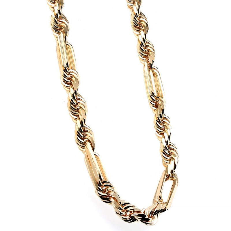 14K Yellow Gold Solid Figarope Link Chain 26 Inches 8mm 70583 - Image 2