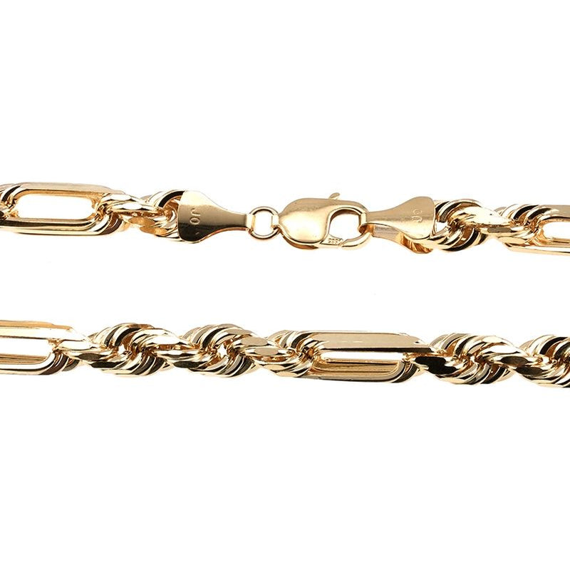 14K Yellow Gold Solid Figarope Link Chain 26 Inches 8mm 70583 - Image 3