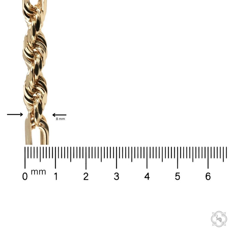14K Yellow Gold Solid Figarope Link Chain 26 Inches 8mm 70583 - Image 6