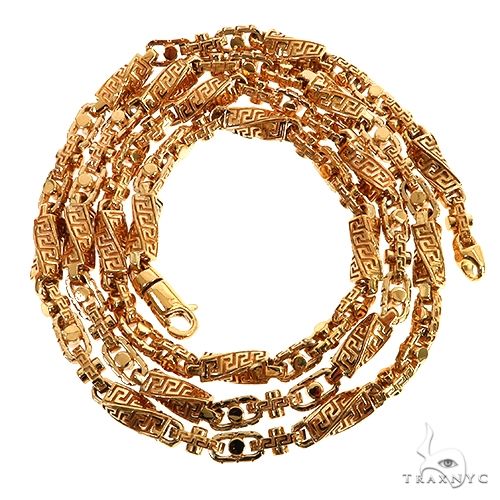 14K Yellow Gold Solid Greek Key Link Chain 20 Inches 5.5mm   68102 - Image 3