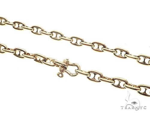 14K Yellow Gold Solid Puffed Anchor Link 25 Inches 6mm 65503 - Image 1