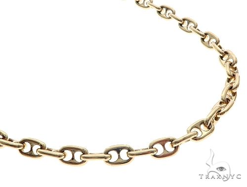 14K Yellow Gold Solid Puffed Anchor Link 25 Inches 6mm 65503 - Image 2