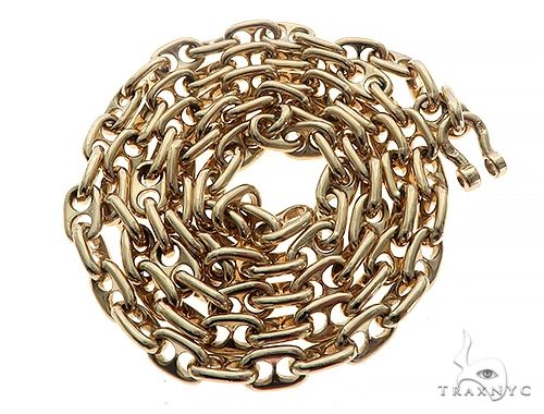 14K Yellow Gold Solid Puffed Anchor Link 25 Inches 6mm 65503 - Image 4