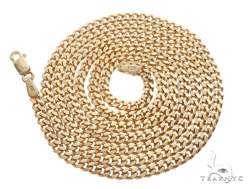 14K Yellow Gold Solid Thin Miami Cuban Link Chain 16 Inches 2.6mm 70581 - Image 3