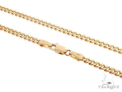 14K Yellow Gold Solid Thin Miami Cuban Link 24 Inches 2.5mm 65896 - Image 1