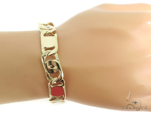 14K Yellow Gold Tiger Eye Bracelet 9.5 Inches 14mm   56548 - Image 7