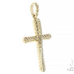 14K Gold Twisted  Diamond Rope Cross Pendant 65446 - Image 2