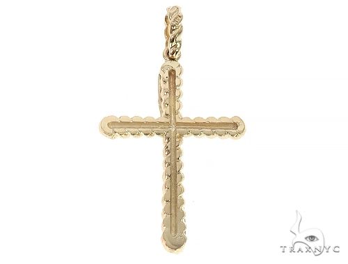 14K Gold Twisted  Diamond Rope Cross Pendant 65446 - Image 3