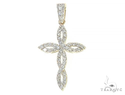 14K Yellow Gold Twisted Diamond Cross Pendant 65305 - Image 1