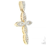 14K Yellow Gold Twisted Diamond Cross Pendant 65305 - Image 2