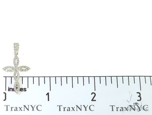 14K Yellow Gold Twisted Diamond Cross Pendant 65305 - Image 6