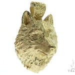 14K Yellow Gold Wolf Head Charm Pendant 62497 - Image 5