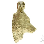 14K Yellow Gold Wolf Head Charm Pendant 62497 - Image 7