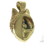 14K Yellow Gold Wolf Head Charm Pendant 62497 - Image 8