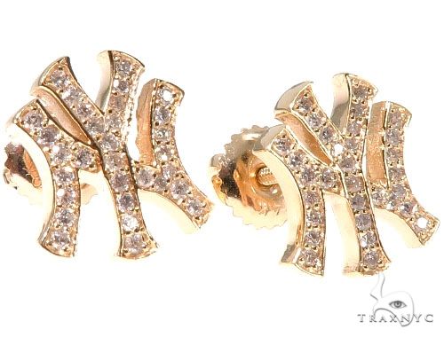 14K Yellow Gold Yankee Diamond Stud Earrings 64411 - Image 1