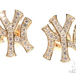 14K Yellow Gold Yankee Diamond Stud Earrings 64411 - Image 2