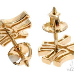 14K Yellow Gold Yankee Diamond Stud Earrings 64411 - Image 5