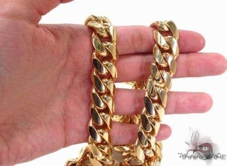 14k Yellow  Gold Semi Solid Miami Cuban  24 Inches 16.3mm   68452 - Image 3