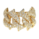 14K Gold Diamond Spiked Cuban Link Ring 66170