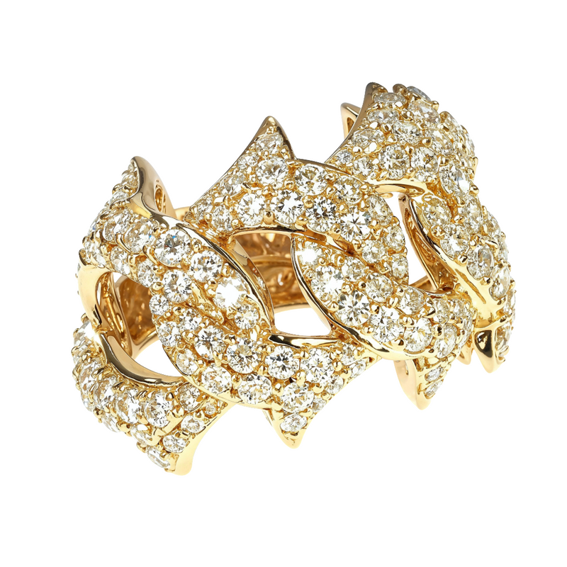 14K Gold Diamond Spiked Cuban Link Ring 66170