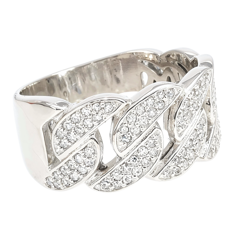 14K Gold Miami Cuban Link Diamond Ring 65031