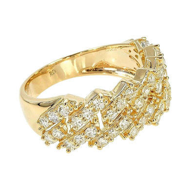 14K Gold One Row Diamond Cuban Link Ring 65971