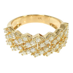 14K Gold One Row Diamond Cuban Link Ring 65971